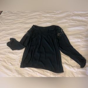 Long sleeve express dark green lace dolman sleeve shirt